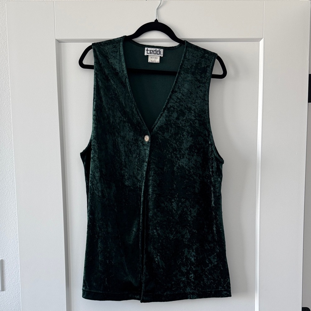Teddi Women's Dark Green Velvet Tank Top